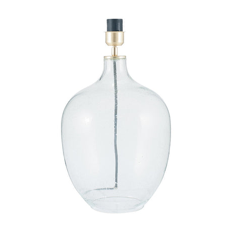 Islay clear bubble glass table lamp base with brass fitting and E27 lampholder, shown without shade on a plain white background.