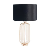 Dania French Gold Metal Wire Tall Table Lamp with Black Velvet Shade