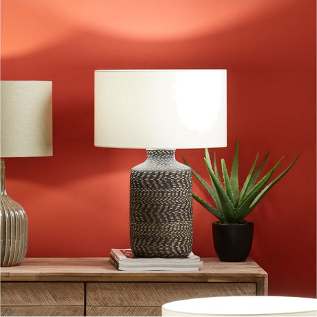 Atouk Textured Black Stoneware Table Lamp Base - 35cm