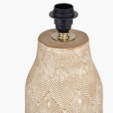 Palawan Grey Feather Stoneware Table Lamp with White Tapered Shade