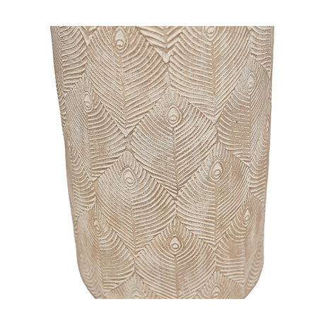 Palawan Grey Feather Stoneware Table Lamp with Natural Linen Tapered Shade