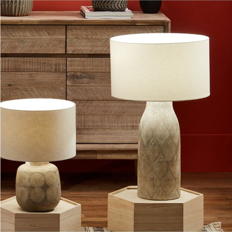 Palawan Stone Grey Feather Stoneware Table Lamp Base - 48cm