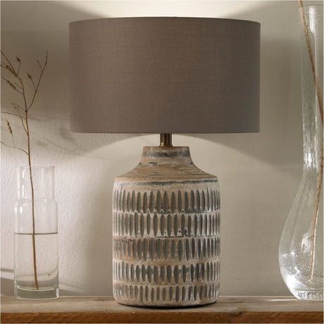 Galle Grey Wash Wood Textured Table Lamp Base - 34cm