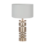 Elon Champagne Gold Metal Stacked Cylinder Table Lamp with Ivory Shade