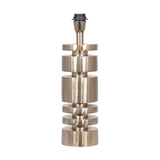 Elon Champagne Gold Metal Stacked Cylinder Table Lamp with Ivory Shade
