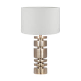 Elon Champagne Gold Metal Stacked Cylinder Table Lamp with White Shade