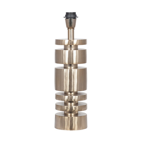 Elon Champagne Gold Metal Stacked Cylinder Table Lamp with White Shade