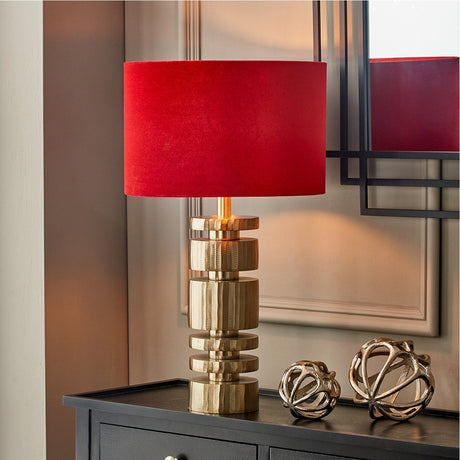 Elon Champagne Gold Metal Stacked Cylinder Table Lamp Base - 45cm