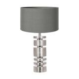 Elon Silver Metal Stacked Cylinder Table Lamp with Steel Grey Shade
