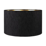 Elon Silver Metal Stacked Cylinder Table Lamp with Black Slubbed Shade