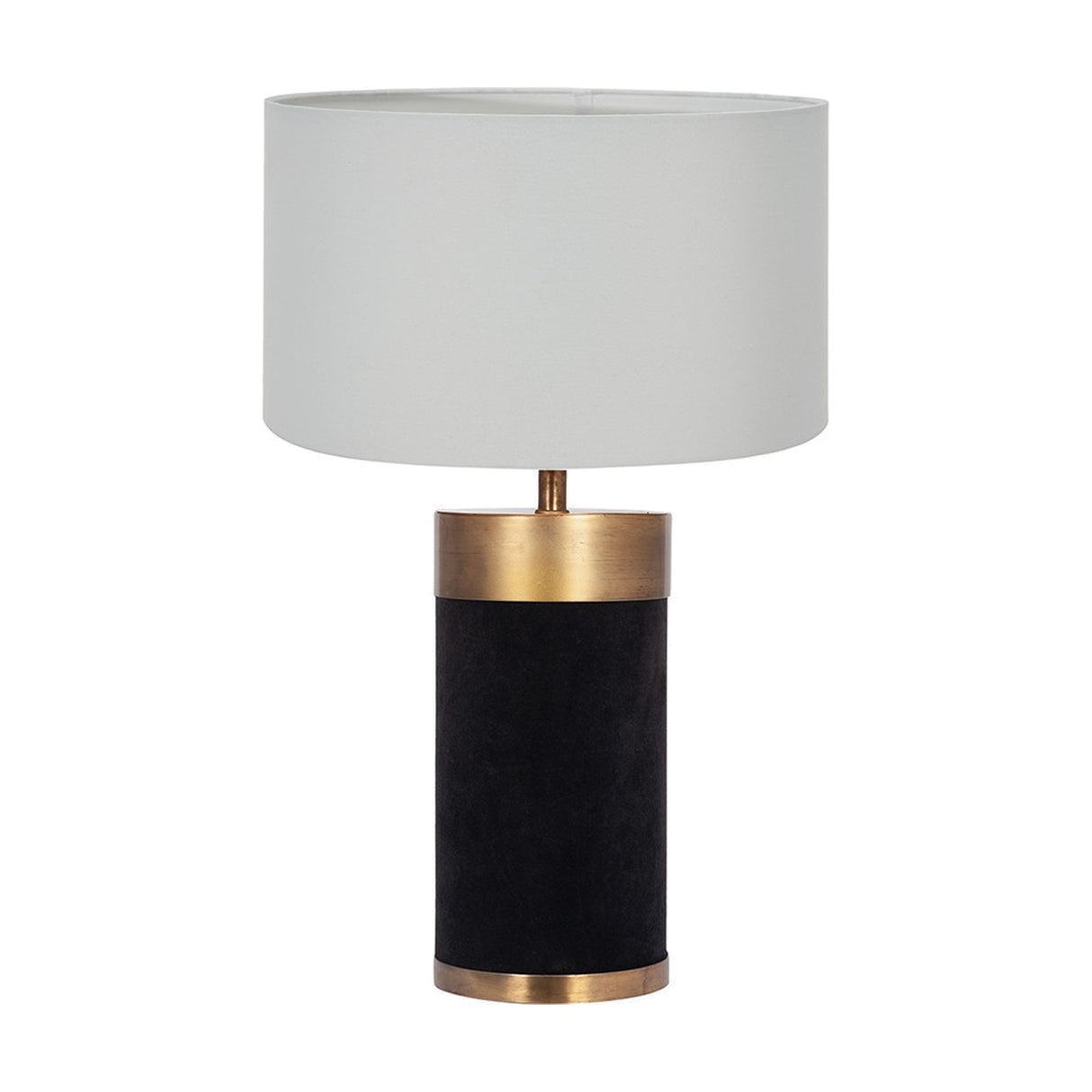 Dempsey Black Velvet & Antique Gold Metal Table Lamp with Ivory Shade
