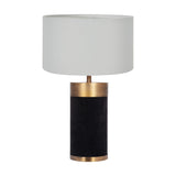 Dempsey Black Velvet & Antique Gold Metal Table Lamp with Ivory Shade