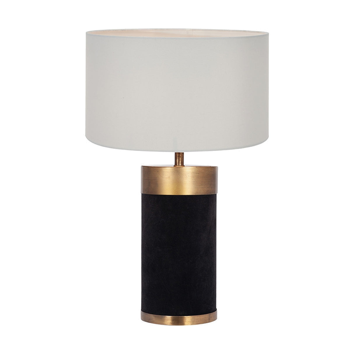 Dempsey Black Velvet & Antique Gold Metal Table Lamp with Ivory Shade
