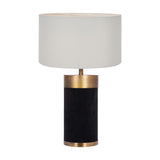 Dempsey Black Velvet & Antique Gold Metal Table Lamp with Ivory Shade
