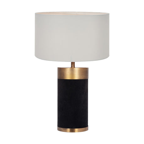 Dempsey Black Velvet & Antique Gold Metal Table Lamp with Ivory Shade
