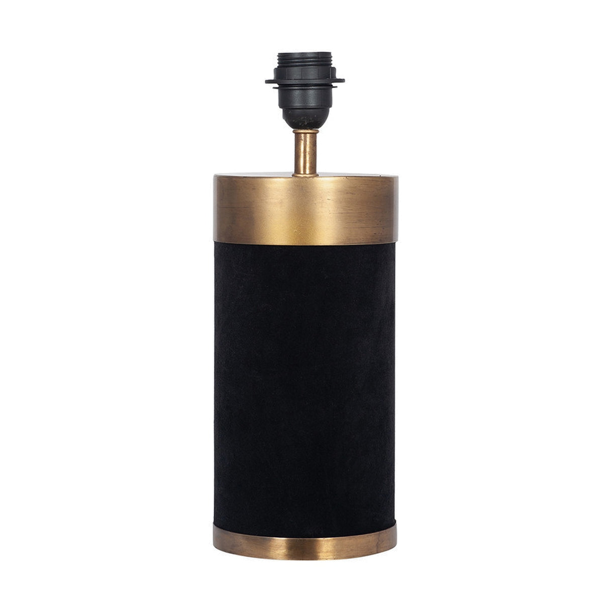 Dempsey Black Velvet & Antique Gold Metal Table Lamp with Ivory Shade