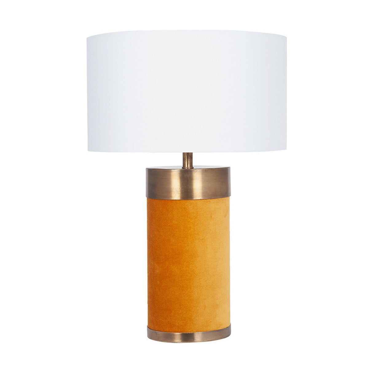 Dempsey Mustard Velvet & Gold Metal Table Lamp with White Shade
