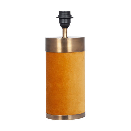 Dempsey Mustard Velvet & Gold Metal Table Lamp with White Shade