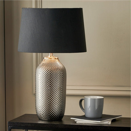 Nova Silver Textured Ceramic Bottle Table Lamp - 50cm