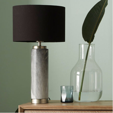 Carrara Grey Marble Effect Ceramic Tall Table Lamp - 55cm