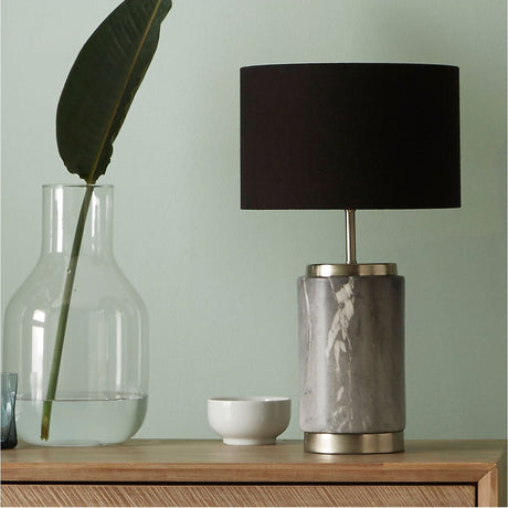 Carrara Grey Marble Effect Ceramic Table Lamp - 50cm