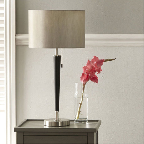 Lowry Brushed Silver & Matt Black Iron Table Lamp - 63cm