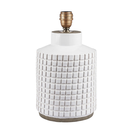 Malone Textured White Stoneware Table Lamp with Steel Grey Shade