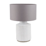 Malone Textured White Squares Design Stoneware Table Lamp Base - 35cm