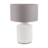 Malone Textured White Squares Design Stoneware Table Lamp Base - 35cm