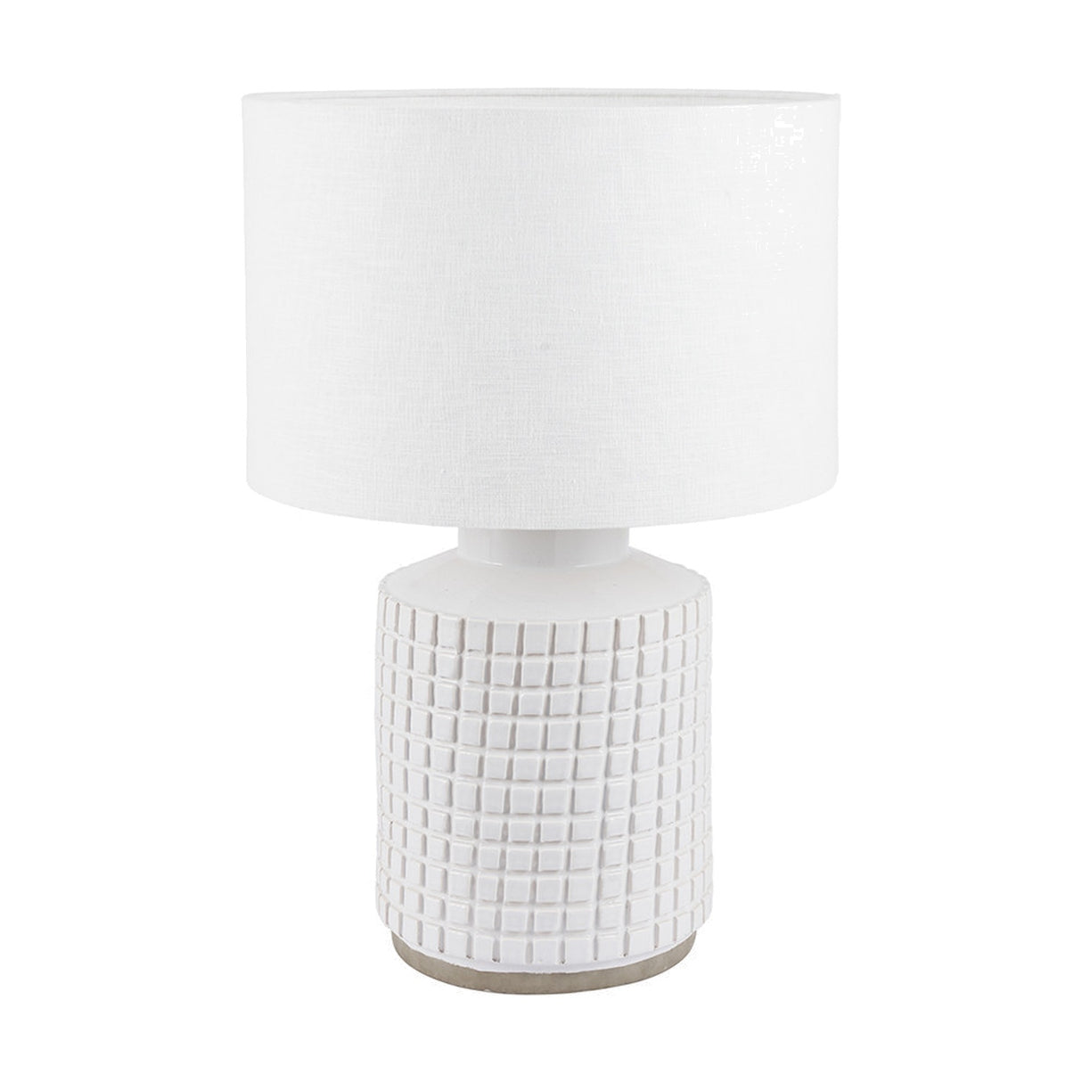 Malone Textured White Squares Design Stoneware Table Lamp Base - 35cm