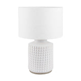 Malone Textured White Squares Design Stoneware Table Lamp Base - 35cm