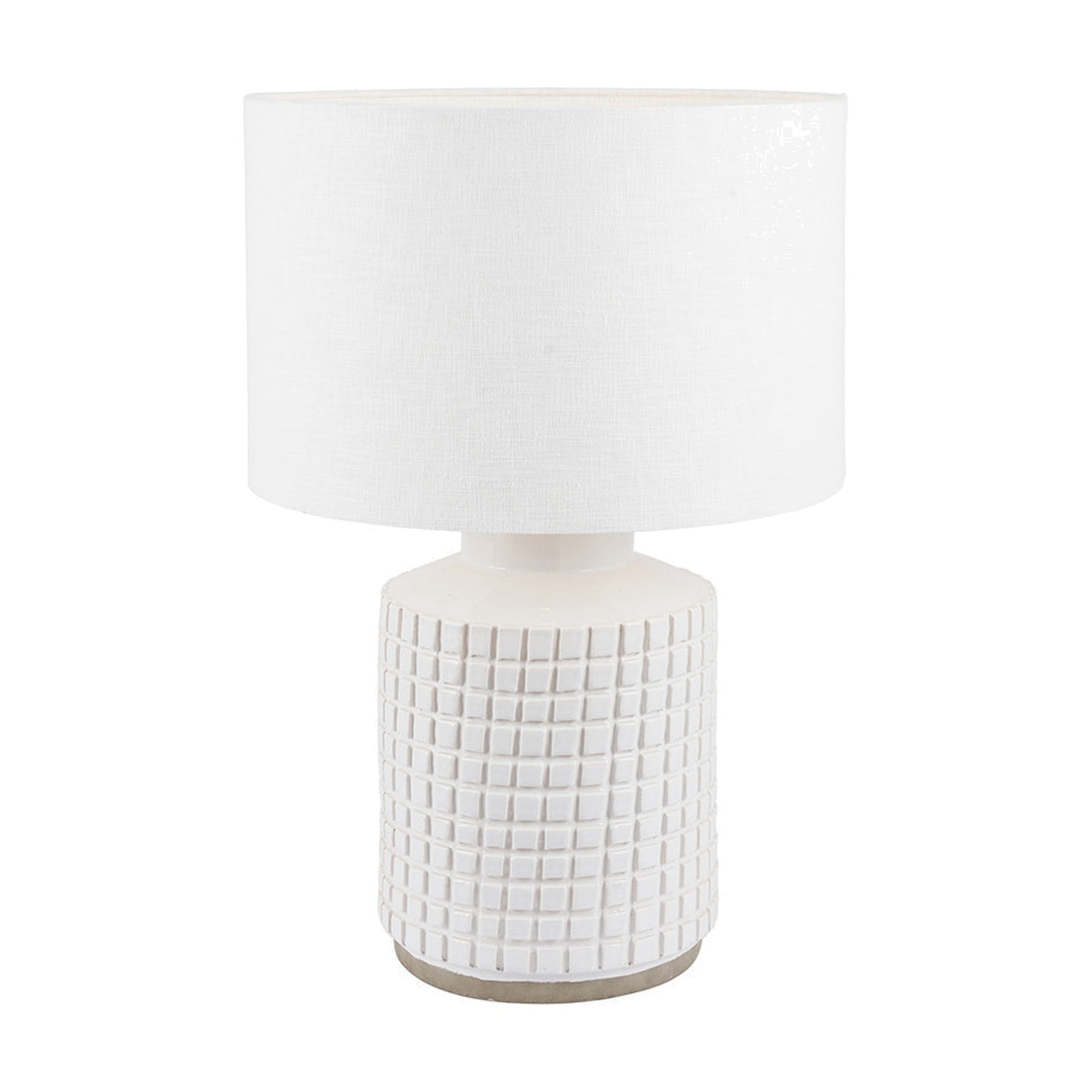 Malone Textured White Squares Design Stoneware Table Lamp Base - 35cm