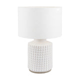 Malone Textured White Squares Design Stoneware Table Lamp Base - 35cm