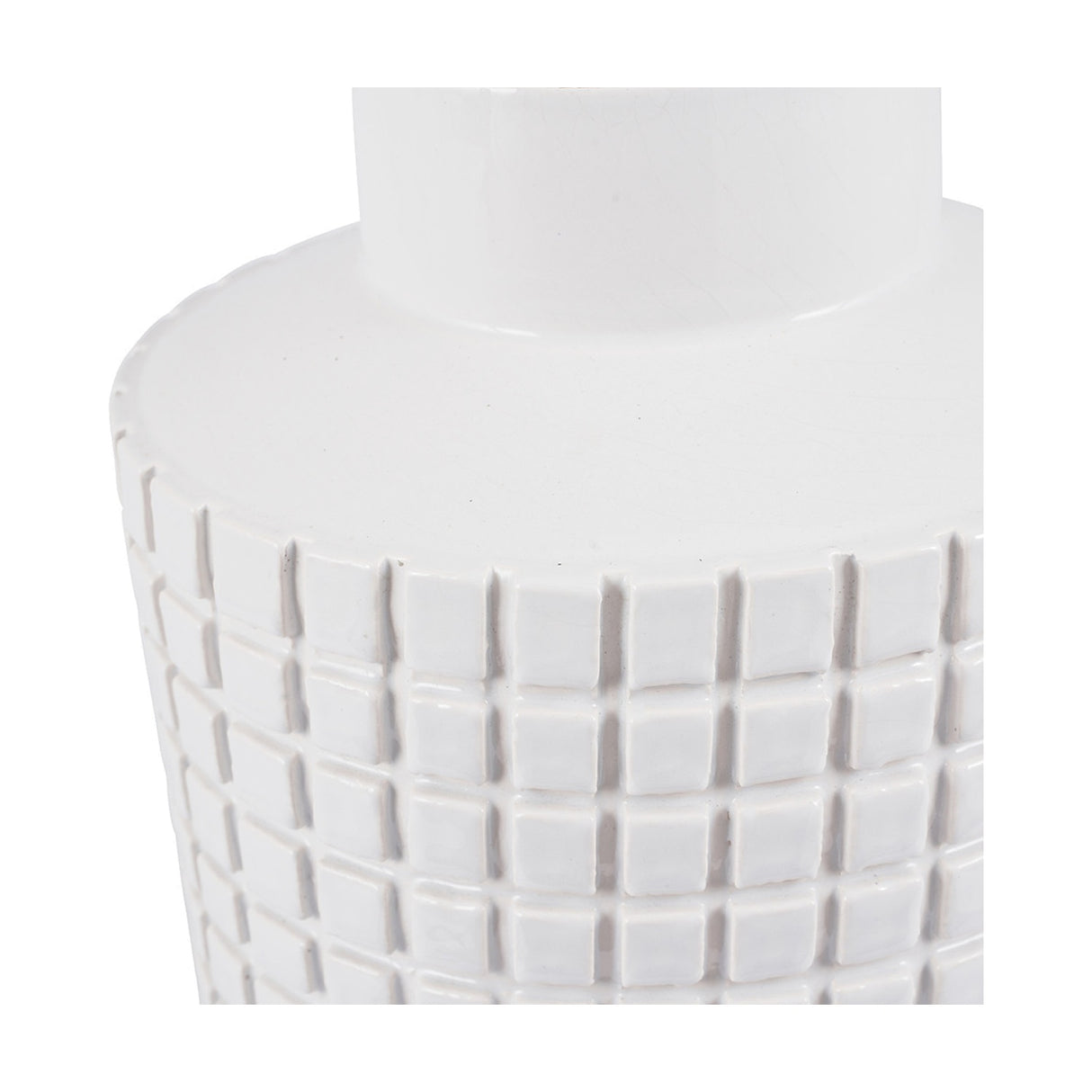 Malone Textured White Squares Design Stoneware Table Lamp Base - 35cm