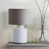 Malone Textured White Squares Design Stoneware Table Lamp Base - 35cm
