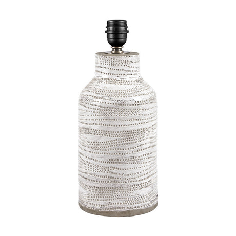 Alina White Dot Design Stoneware Table Lamp with Self Lined Shade