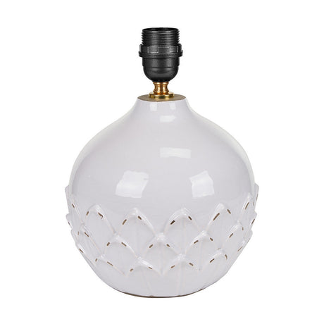 Willow White Leaf Detail Small Stoneware Table Lamp