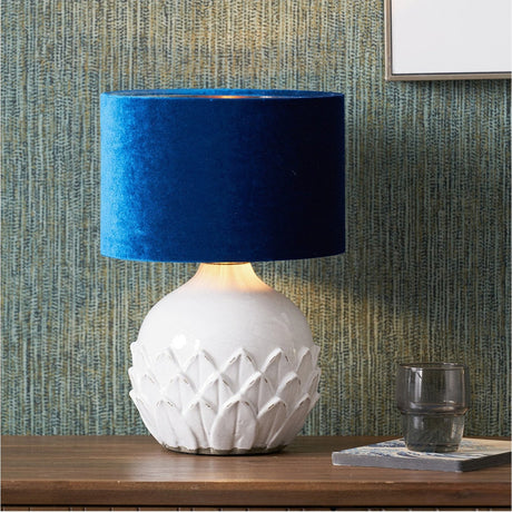 Willow White Leaf Detail Small Stoneware Table Lamp Base - 27cm