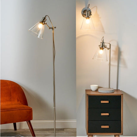 Chaplin Concrete & Brushed Chrome Table Lamp - 64cm
