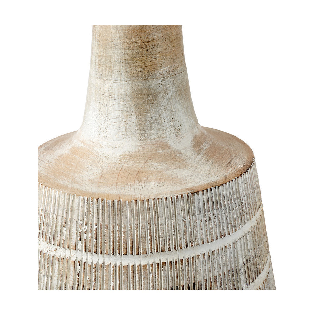 Dambula White Wash Wood Textured Tall Neck Table Lamp with Self Shade