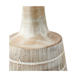 Dambula White Wash Wood Textured Tall Neck Table Lamp with Self Shade