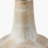Dambula White Wash Wood Textured Tall Neck Table Lamp with Self Shade