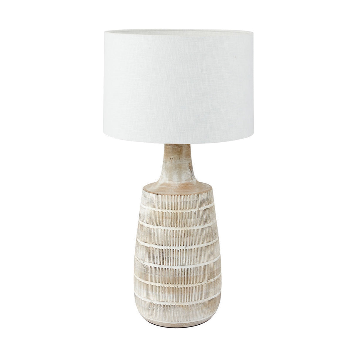 Dambula White Wash Wood Textured Tall Neck Table Lamp Base - 47cm