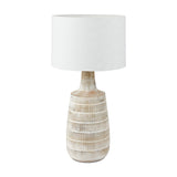 Dambula White Wash Wood Textured Tall Neck Table Lamp Base - 47cm
