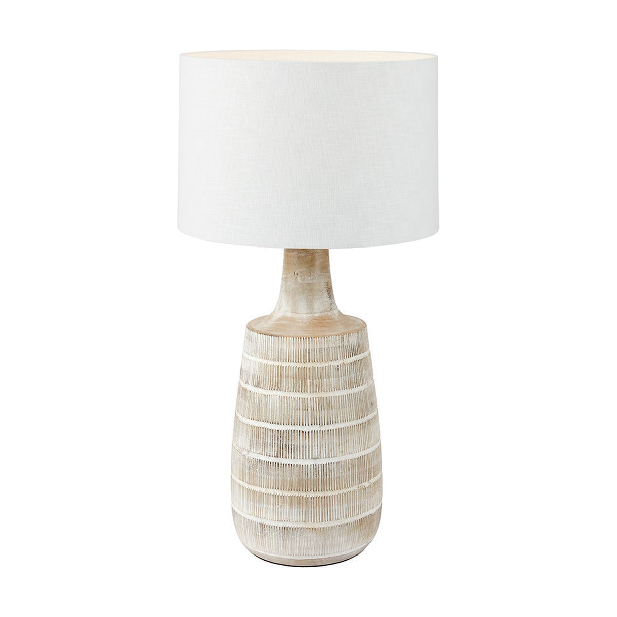 Dambula White Wash Wood Textured Tall Neck Table Lamp Base - 47cm