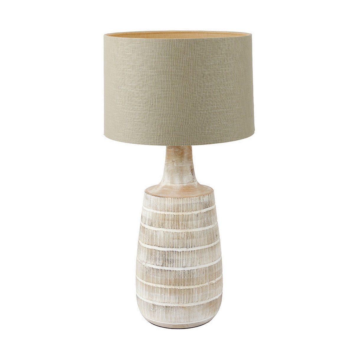 Dambula White Wash Wood Textured Tall Neck Table Lamp Base - 47cm