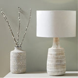 Dambula White Wash Wood Textured Tall Neck Table Lamp Base - 47cm