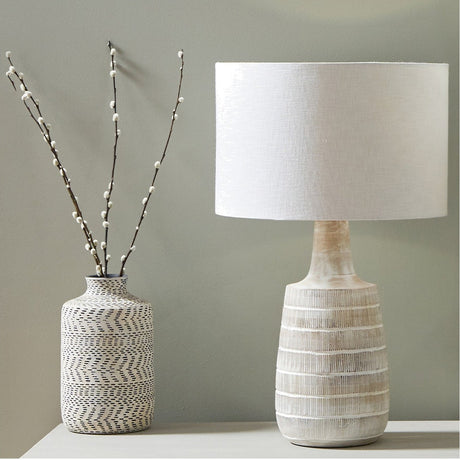Dambula White Wash Wood Textured Tall Neck Table Lamp Base - 47cm