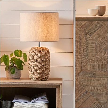 Acer Natural Woven Tall Table Lamp - 53cm