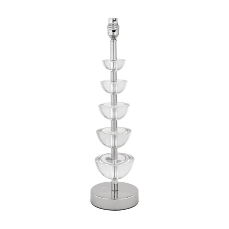 Rosa Glass & Silver Table Lamp Base, 45cm, with five stacked clear glass bowl tiers on a chrome stem and round metal base, shown on a plain white background.